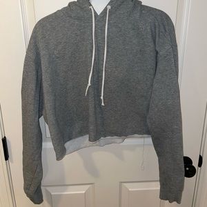 Grey Cropped Hoodie